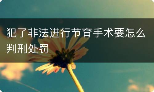 犯了非法进行节育手术要怎么判刑处罚