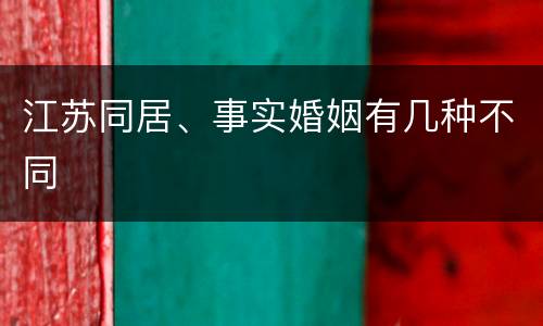 江苏同居、事实婚姻有几种不同