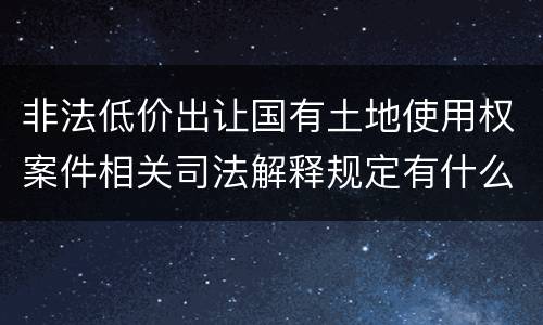 非法低价出让国有土地使用权案件相关司法解释规定有什么主要内容