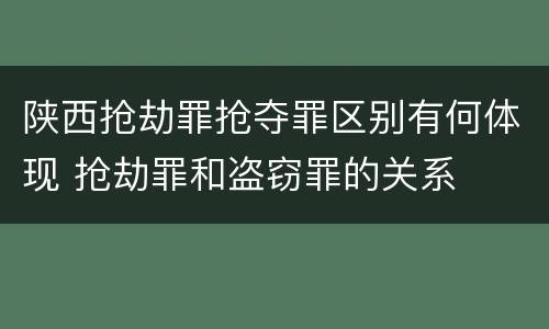 陕西抢劫罪抢夺罪区别有何体现 抢劫罪和盗窃罪的关系