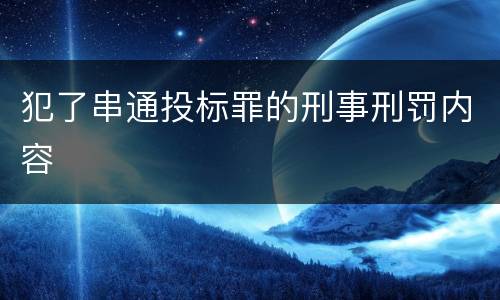 犯了串通投标罪的刑事刑罚内容
