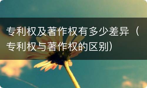 专利权及著作权有多少差异（专利权与著作权的区别）