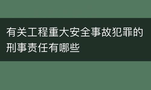 有关工程重大安全事故犯罪的刑事责任有哪些