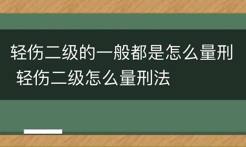 轻伤二级的一般都是怎么量刑 轻伤二级怎么量刑法
