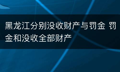 黑龙江分别没收财产与罚金 罚金和没收全部财产