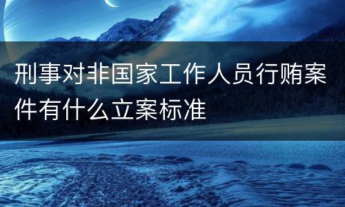 刑事对非国家工作人员行贿案件有什么立案标准