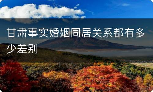 甘肃事实婚姻同居关系都有多少差别