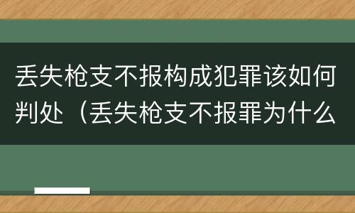 丢失枪支不报构成犯罪该如何判处（丢失枪支不报罪为什么是结果犯）