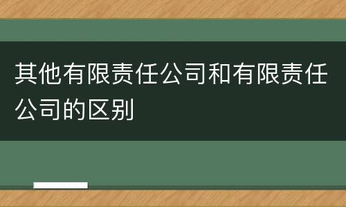 其他有限责任公司和有限责任公司的区别