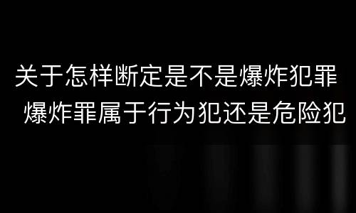 关于怎样断定是不是爆炸犯罪 爆炸罪属于行为犯还是危险犯