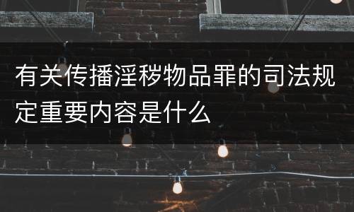 有关传播淫秽物品罪的司法规定重要内容是什么