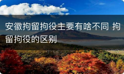 安徽拘留拘役主要有啥不同 拘留拘役的区别