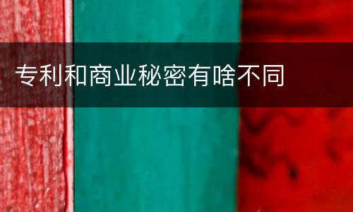 专利和商业秘密有啥不同