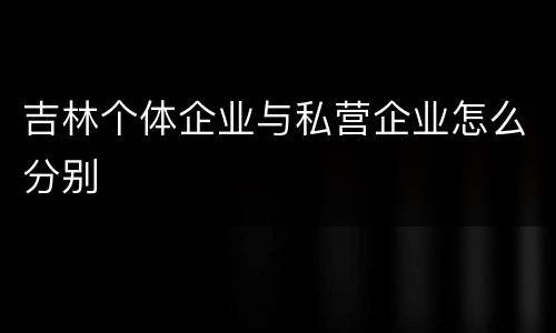 吉林个体企业与私营企业怎么分别