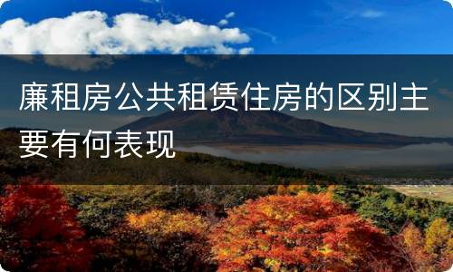 廉租房公共租赁住房的区别主要有何表现