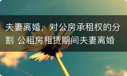 夫妻离婚，对公房承租权的分割 公租房租赁期间夫妻离婚