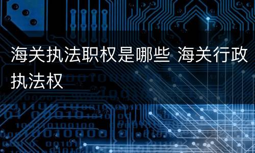 海关执法职权是哪些 海关行政执法权