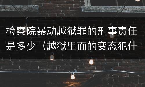 检察院暴动越狱罪的刑事责任是多少（越狱里面的变态犯什么罪）