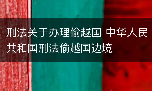 刑法关于办理偷越国 中华人民共和国刑法偷越国边境