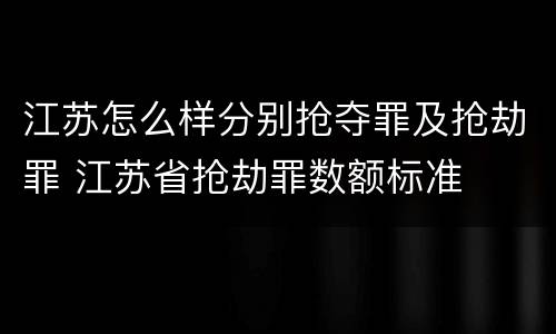 江苏怎么样分别抢夺罪及抢劫罪 江苏省抢劫罪数额标准