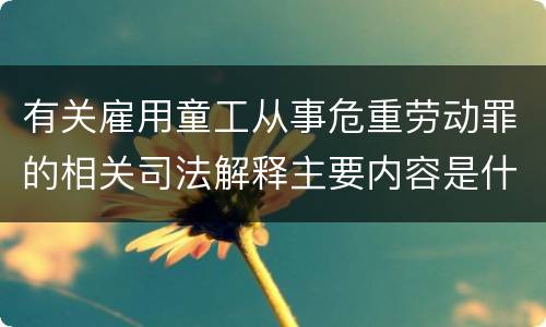 有关雇用童工从事危重劳动罪的相关司法解释主要内容是什么