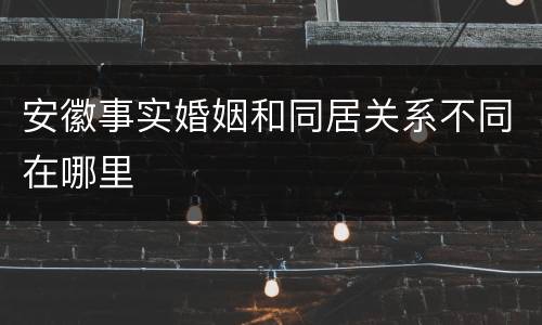 安徽事实婚姻和同居关系不同在哪里
