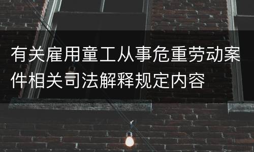 有关雇用童工从事危重劳动案件相关司法解释规定内容