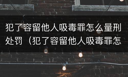 犯了容留他人吸毒罪怎么量刑处罚（犯了容留他人吸毒罪怎么量刑处罚依据）