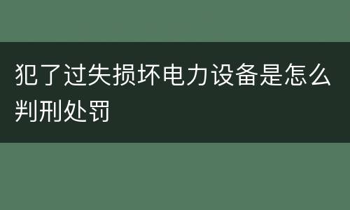 犯了过失损坏电力设备是怎么判刑处罚