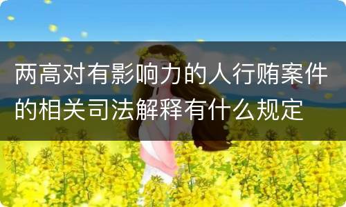 两高对有影响力的人行贿案件的相关司法解释有什么规定