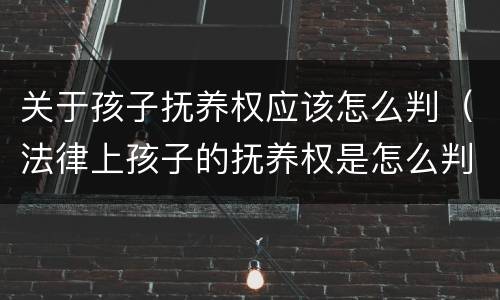 关于孩子抚养权应该怎么判（法律上孩子的抚养权是怎么判的）