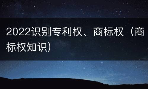 2022识别专利权、商标权（商标权知识）