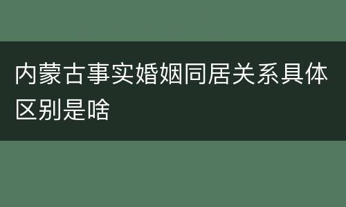 内蒙古事实婚姻同居关系具体区别是啥