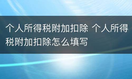 个人所得税附加扣除 个人所得税附加扣除怎么填写
