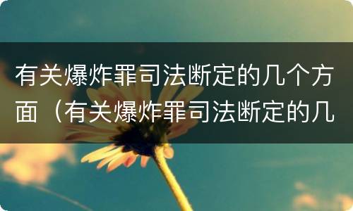 有关爆炸罪司法断定的几个方面（有关爆炸罪司法断定的几个方面是什么）
