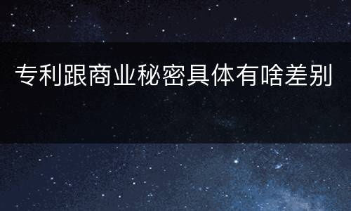 专利跟商业秘密具体有啥差别