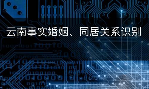 云南事实婚姻、同居关系识别