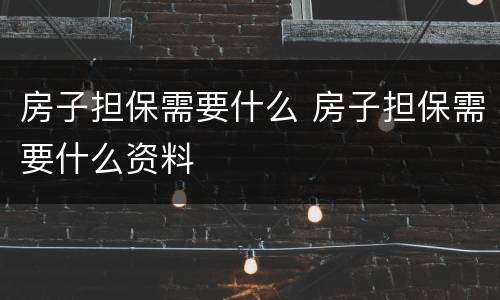 房子担保需要什么 房子担保需要什么资料