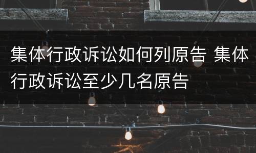集体行政诉讼如何列原告 集体行政诉讼至少几名原告