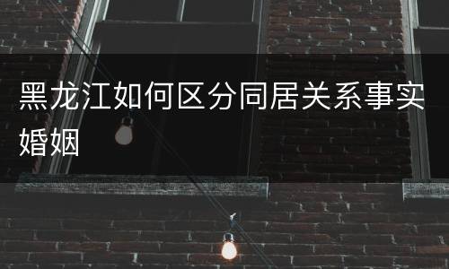 黑龙江如何区分同居关系事实婚姻
