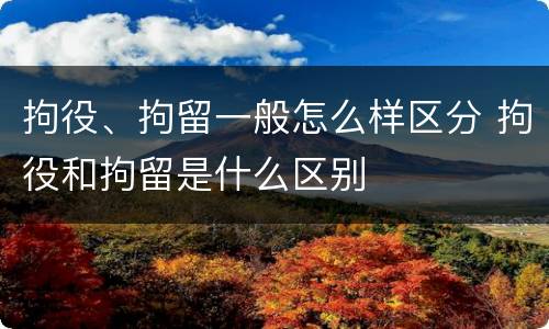 拘役、拘留一般怎么样区分 拘役和拘留是什么区别