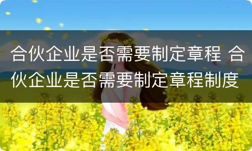 合伙企业是否需要制定章程 合伙企业是否需要制定章程制度