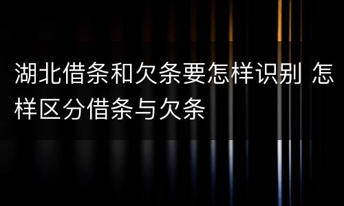 湖北借条和欠条要怎样识别 怎样区分借条与欠条