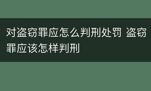 对盗窃罪应怎么判刑处罚 盗窃罪应该怎样判刑