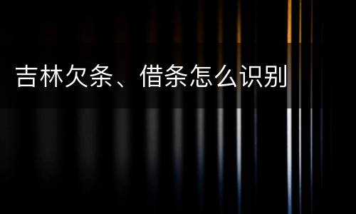 吉林欠条、借条怎么识别