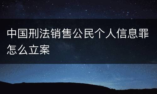 中国刑法销售公民个人信息罪怎么立案