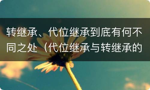 转继承、代位继承到底有何不同之处（代位继承与转继承的区别）