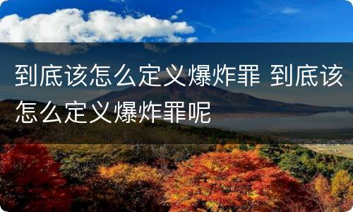 到底该怎么定义爆炸罪 到底该怎么定义爆炸罪呢