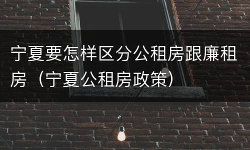 宁夏要怎样区分公租房跟廉租房（宁夏公租房政策）
