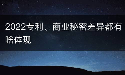 2022专利、商业秘密差异都有啥体现